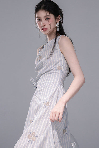 Mist Blue Striped Tank Dress