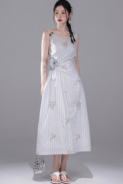 Mist Blue Striped Tank Dress