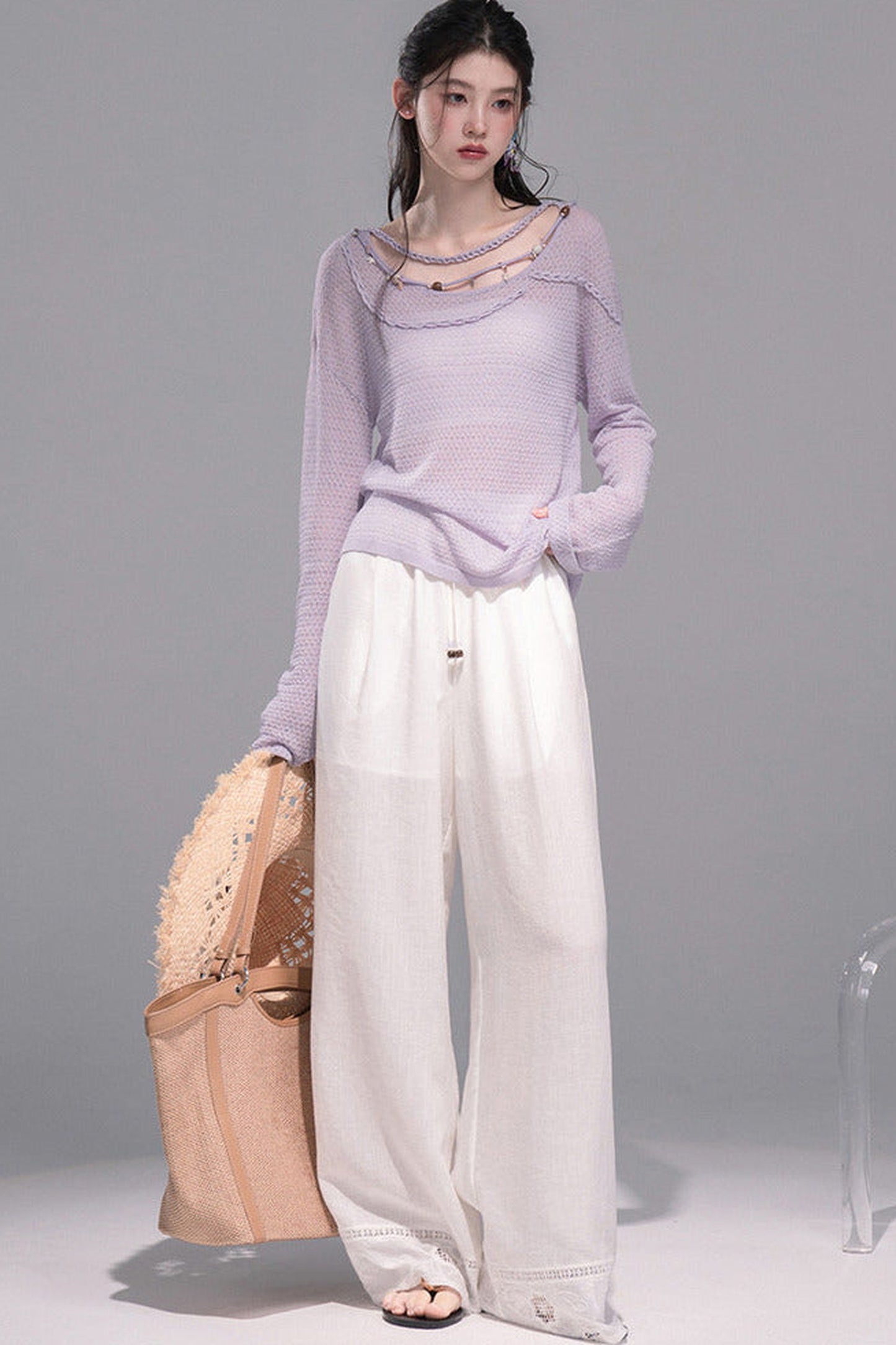 Moon White Lace Top Pants Set-Up