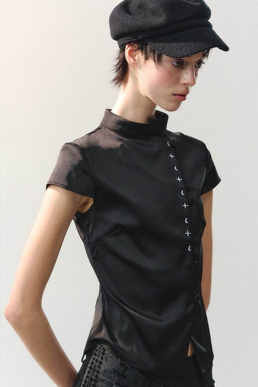 Plain Satin Embroidered Shirt