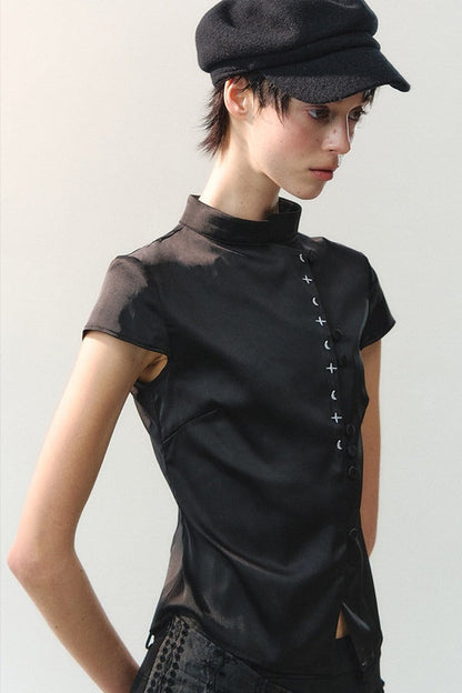 Plain Satin Embroidered Shirt