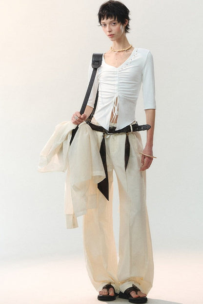 Silk Tie Waist Trousers