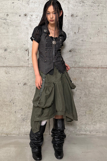 V-Neck Double-Breasted Zipper Vest