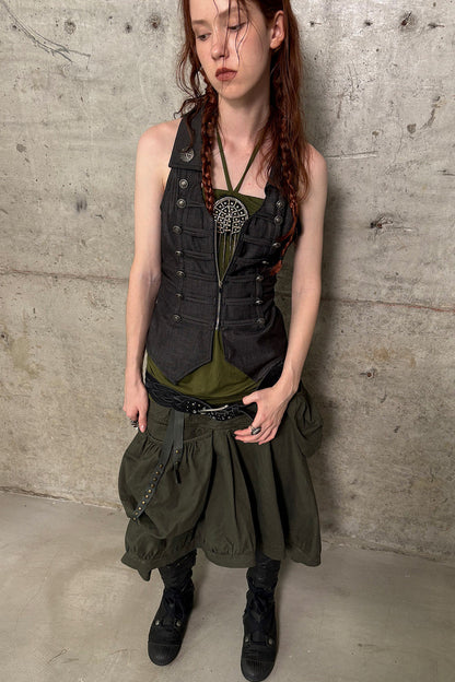 V-Neck Double-Breasted Zipper Vest