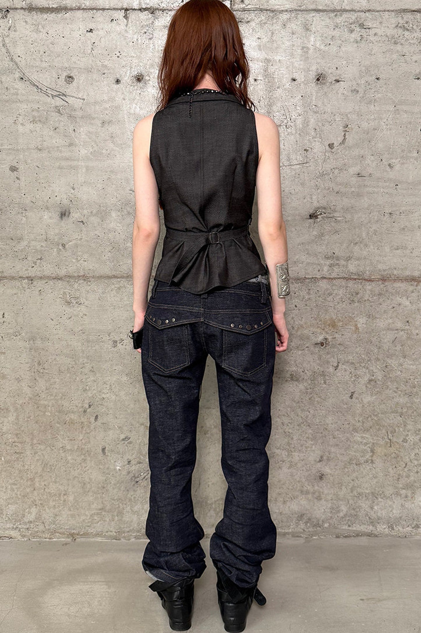 V-Neck Double-Breasted Zipper Vest