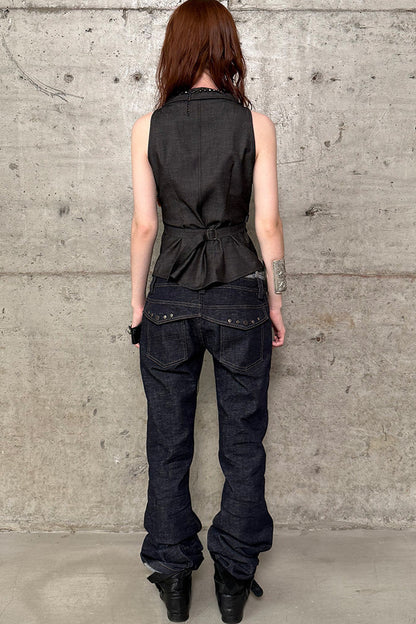 V-Neck Double-Breasted Zipper Vest