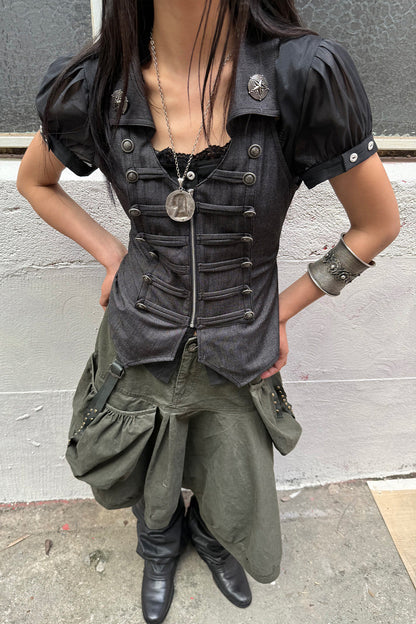 V-Neck Double-Breasted Zipper Vest
