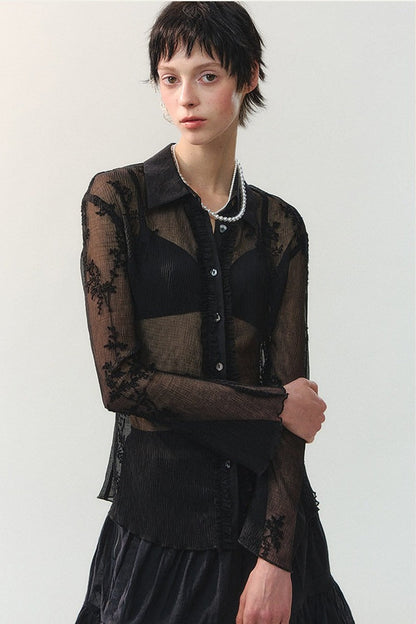 Misty Veil Ruffled Blouse