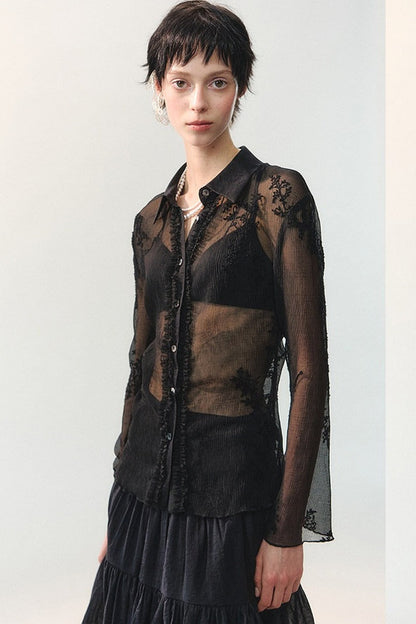 Misty Veil Ruffled Blouse