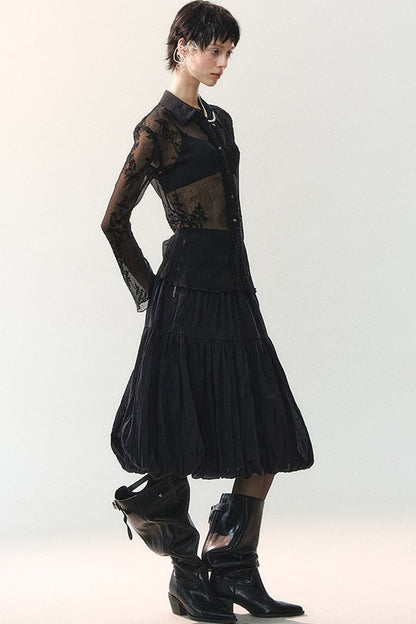 Misty Veil Ruffled Blouse