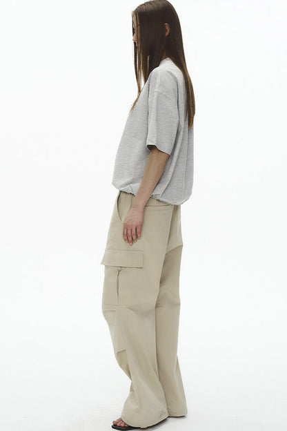 Ice-Feel Drawstring V-Neck T-Shirt