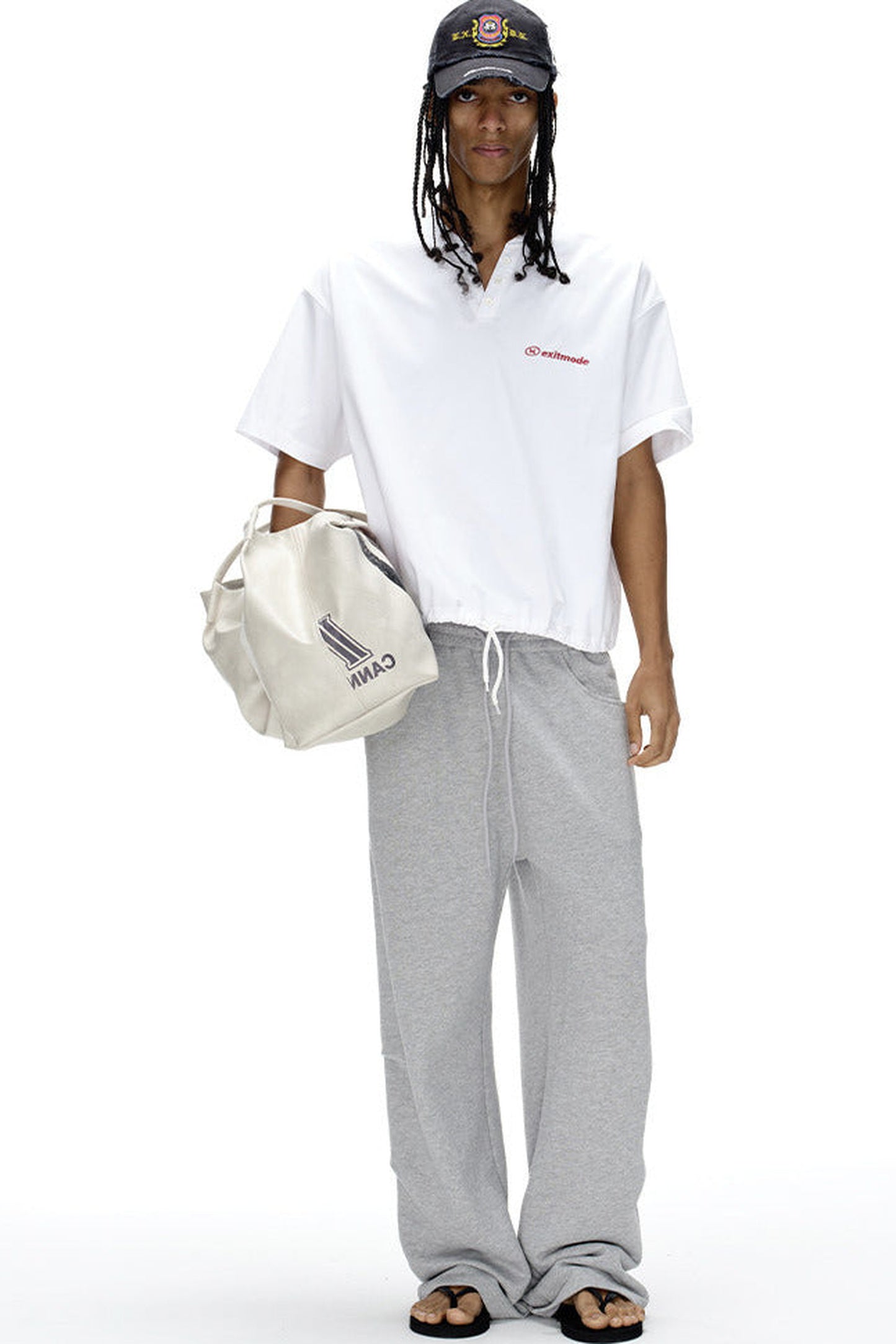 Ice-Feel Drawstring V-Neck T-Shirt