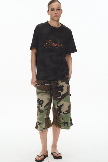 Retro Loose Cotton Spray-Painted T-Shirt