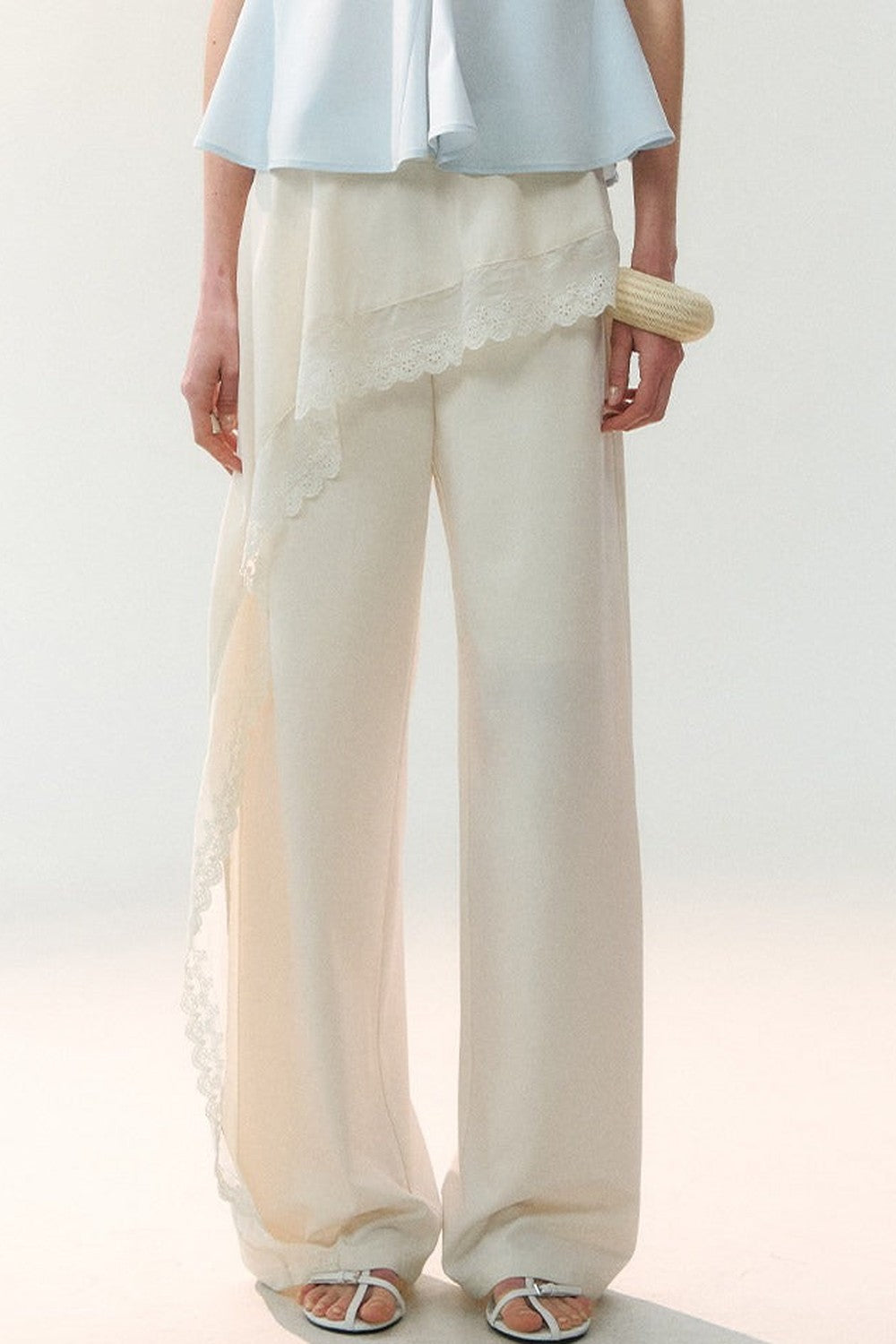 Mulberry Silk Asymmetrical Wide-Leg Pants