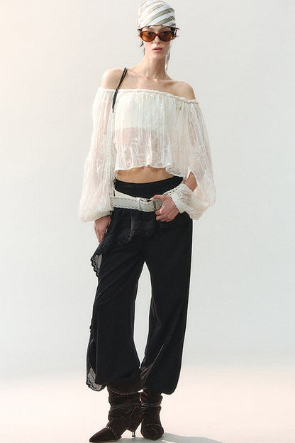 Mulberry Silk Asymmetrical Wide-Leg Pants