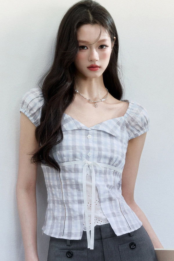 Summer Plaid Patchwork Blouse