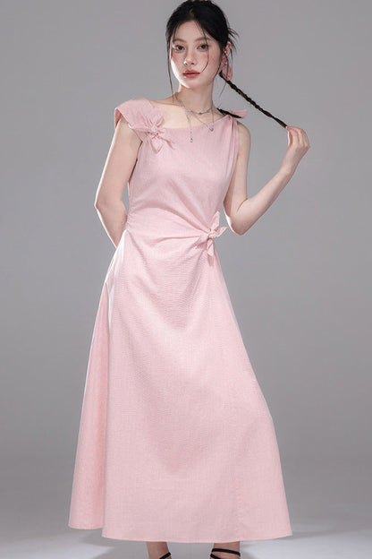 Snow Peach Asymmetrical Twist Dress