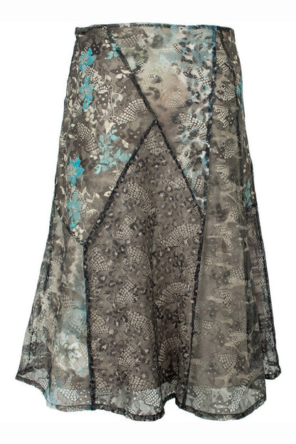 Asymmetrical Plaid Leopard Floral Midi Skirt