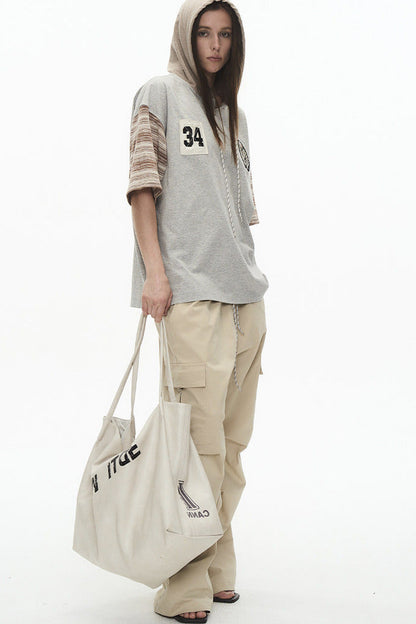 Hooded Striped Badge T-Shirt