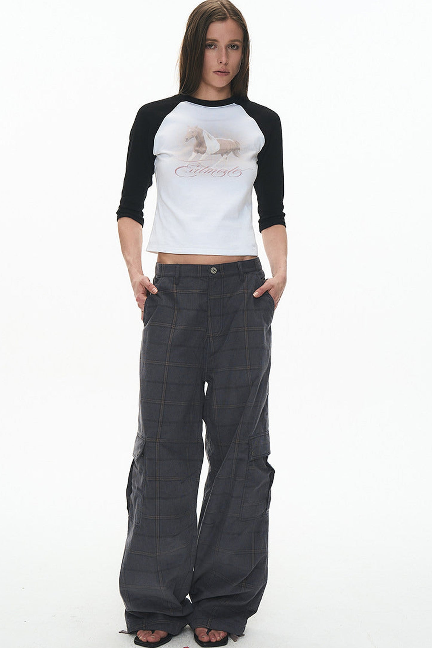 Exitmode Retro Two-Tone Plaid Cargo Pants