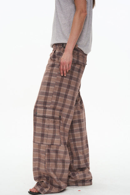 Exitmode Retro Two-Tone Plaid Cargo Pants