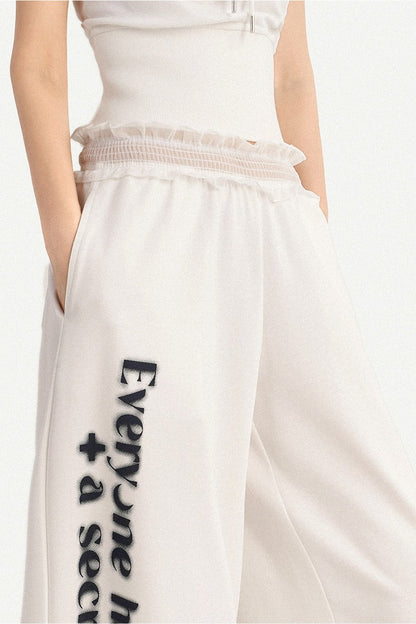 Letter Print Wide-Leg Pants