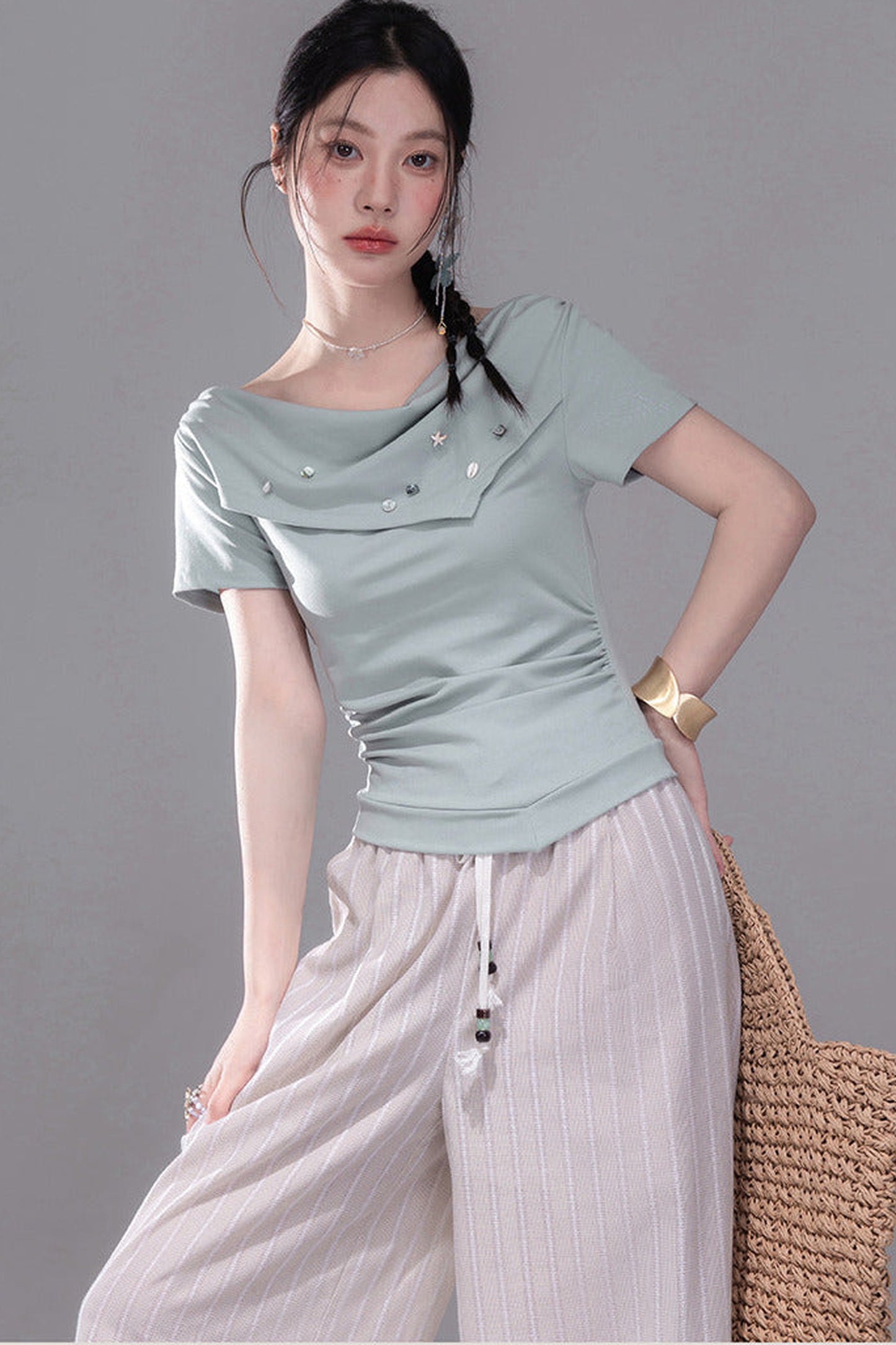 Deep Blue Lyocell Knit Top