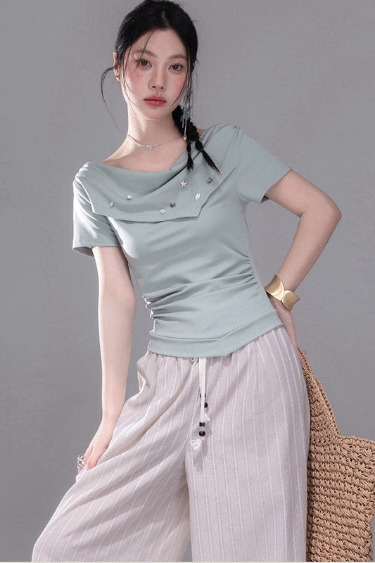 Deep Blue Lyocell Knit Top