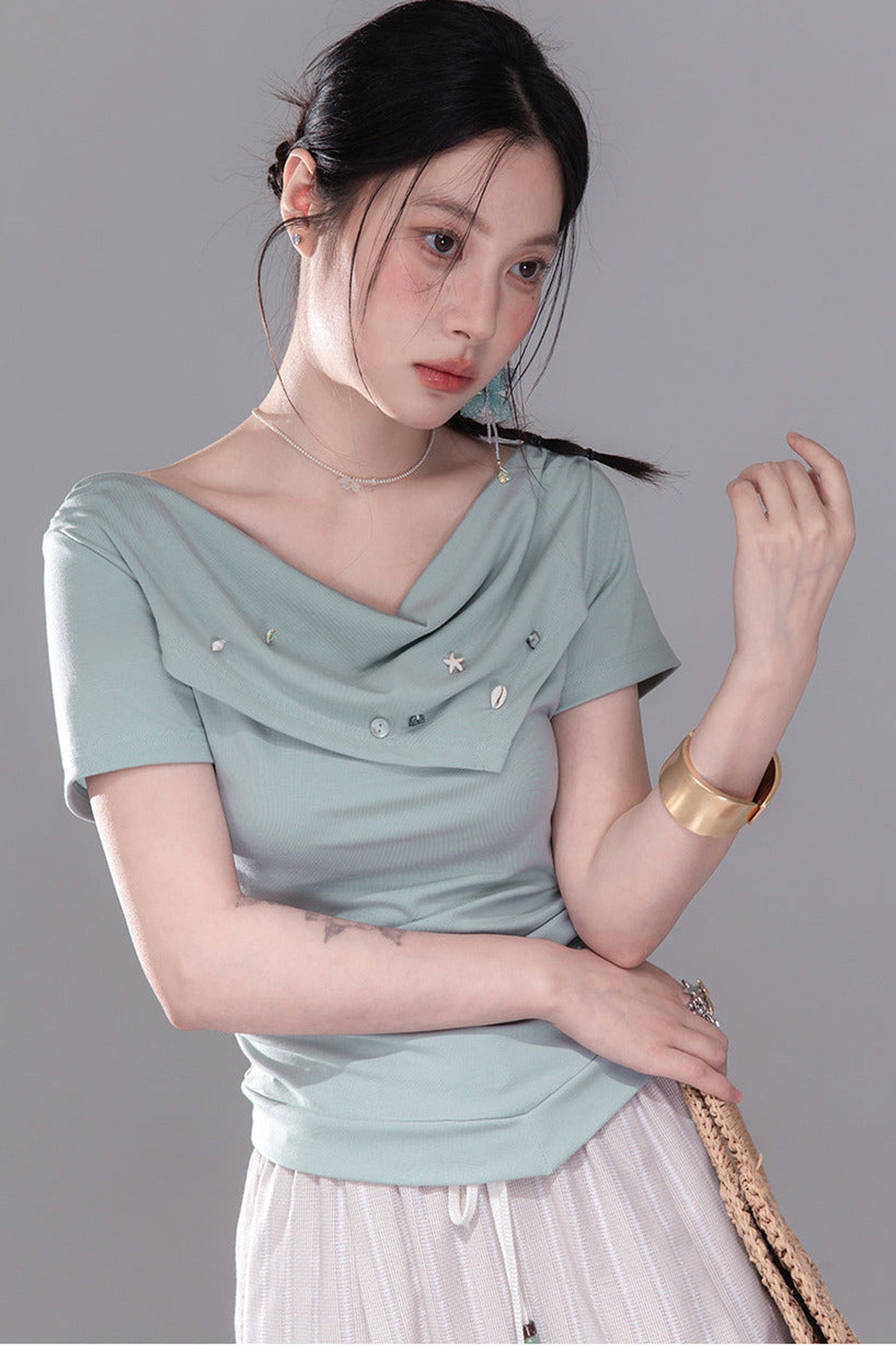 Deep Blue Lyocell Knit Top