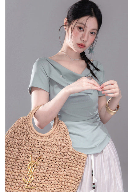 Deep Blue Lyocell Knit Top