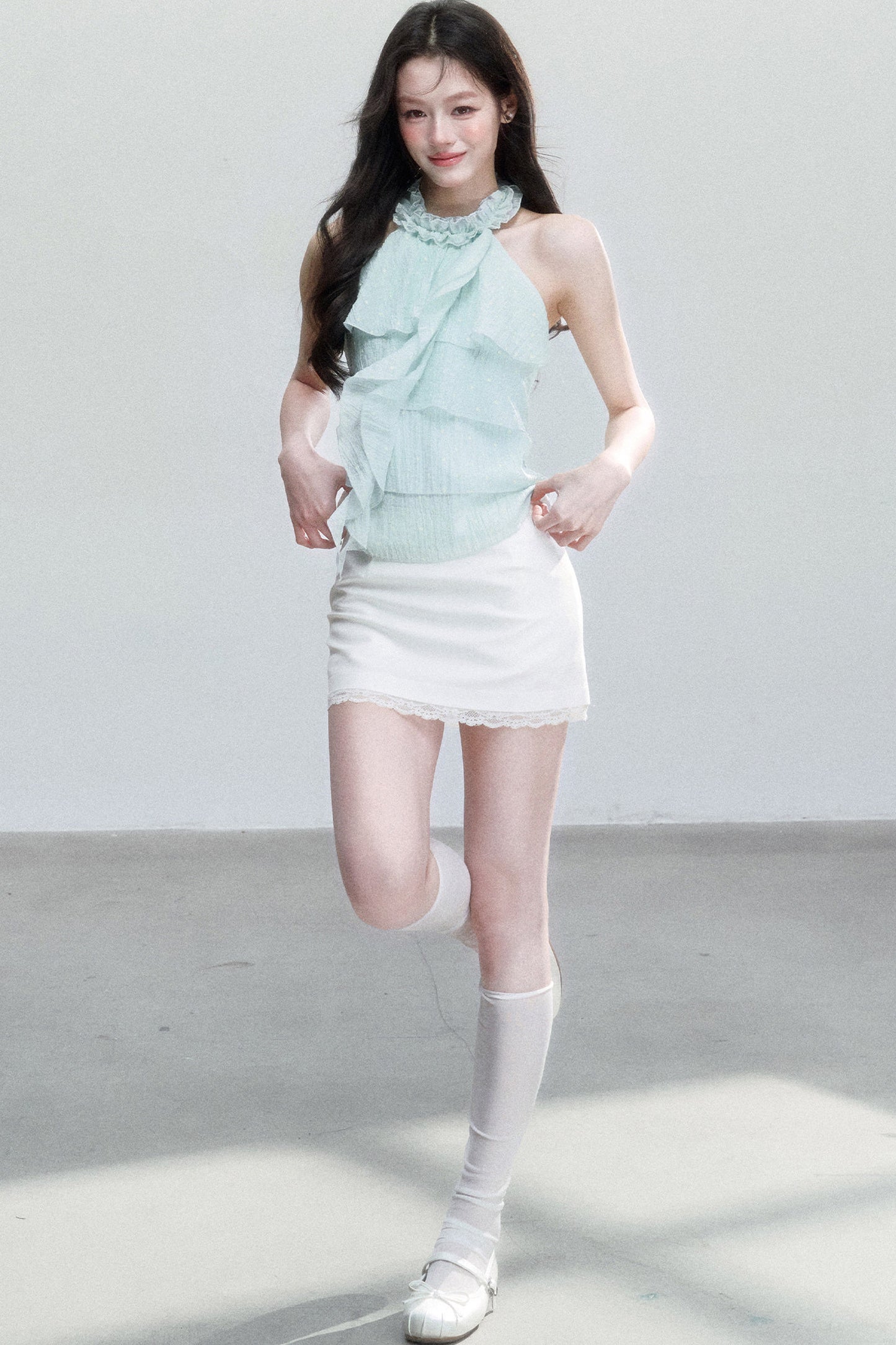 Mint Green Polka Dot Top Set-Up