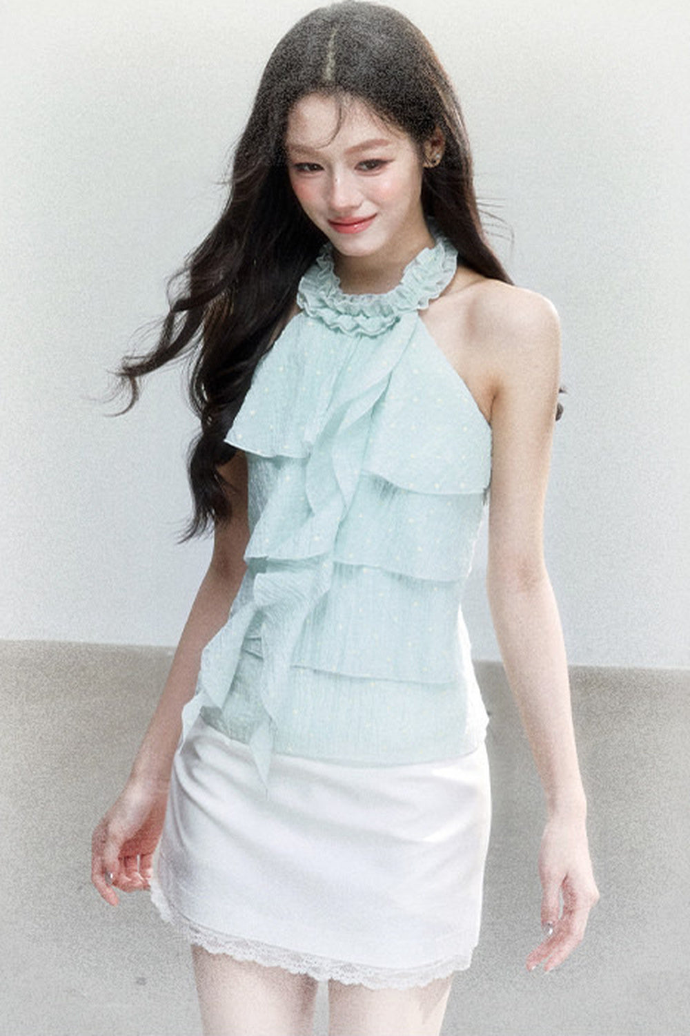 Mint Green Polka Dot Top Set-Up