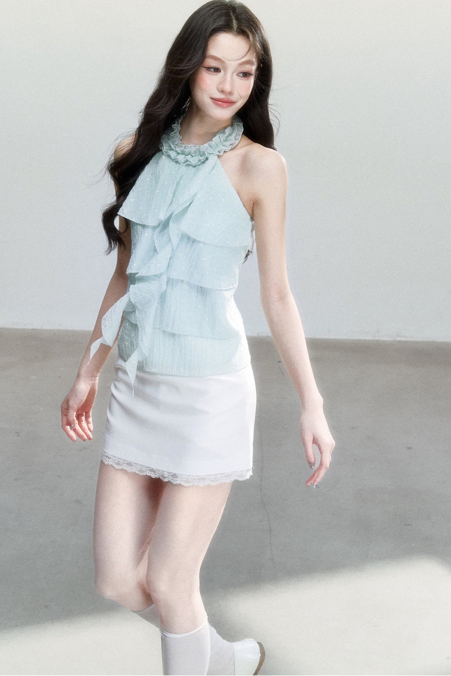 Mint Green Polka Dot Top Set-Up
