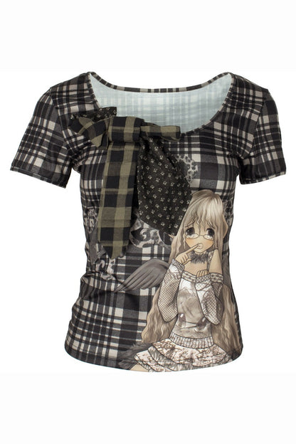 Cartoon Plaid Tie Top