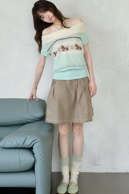 Mint Green Lyocell Rocking Horse Sweater