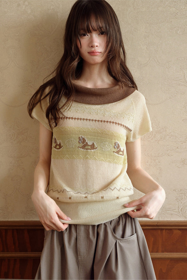 Mint Green Lyocell Rocking Horse Sweater