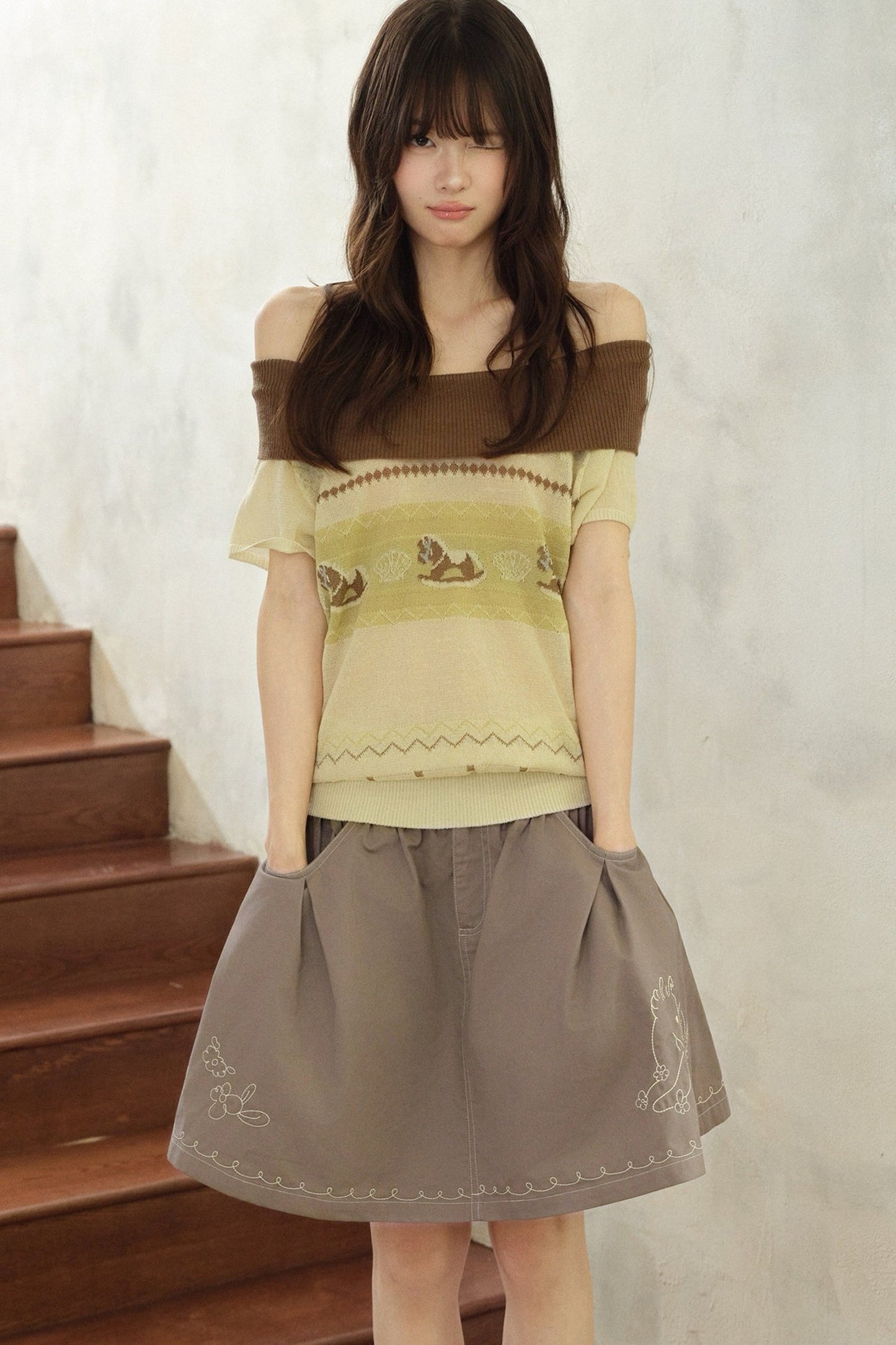 Mint Green Lyocell Rocking Horse Sweater