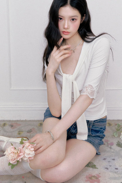 Glass Sugar Lace-Up Top Set-Up