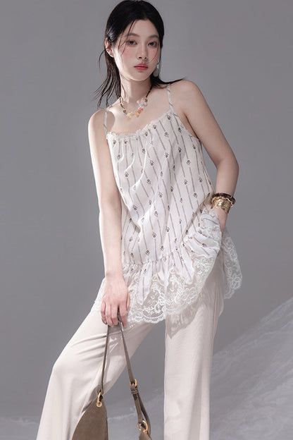 Vanilla Apricot Embroidered Camisole Set-Up