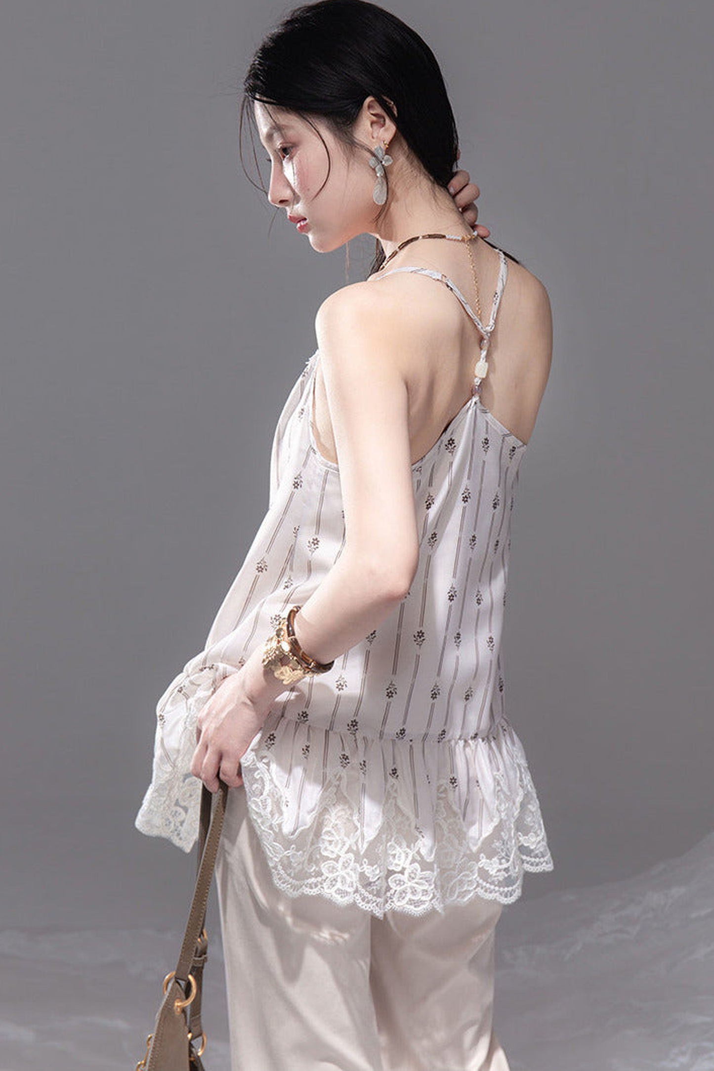 Vanilla Apricot Embroidered Camisole Set-Up
