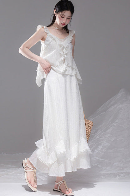 Daytime Clouds Ruffle Mermaid Skirt Set-Up