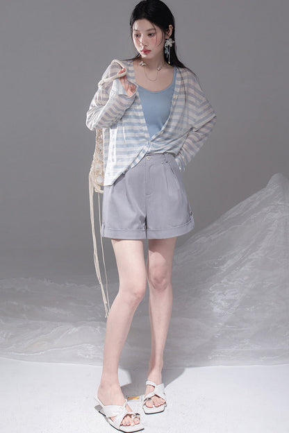 Sea Salt Striped Lyocell Cardigan Set