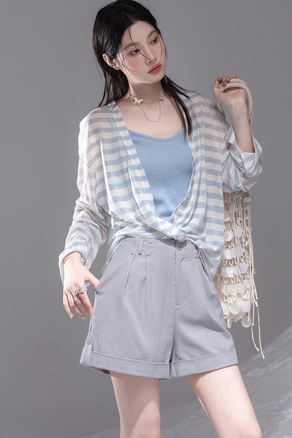 Sea Salt Striped Lyocell Cardigan Set