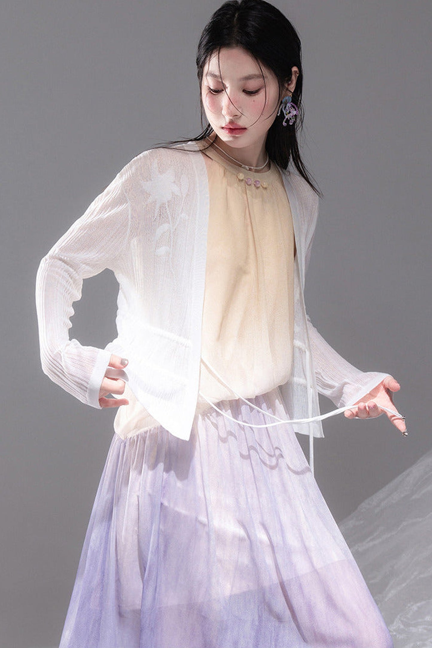 Slim Waist Jacquard Knit Cardigan