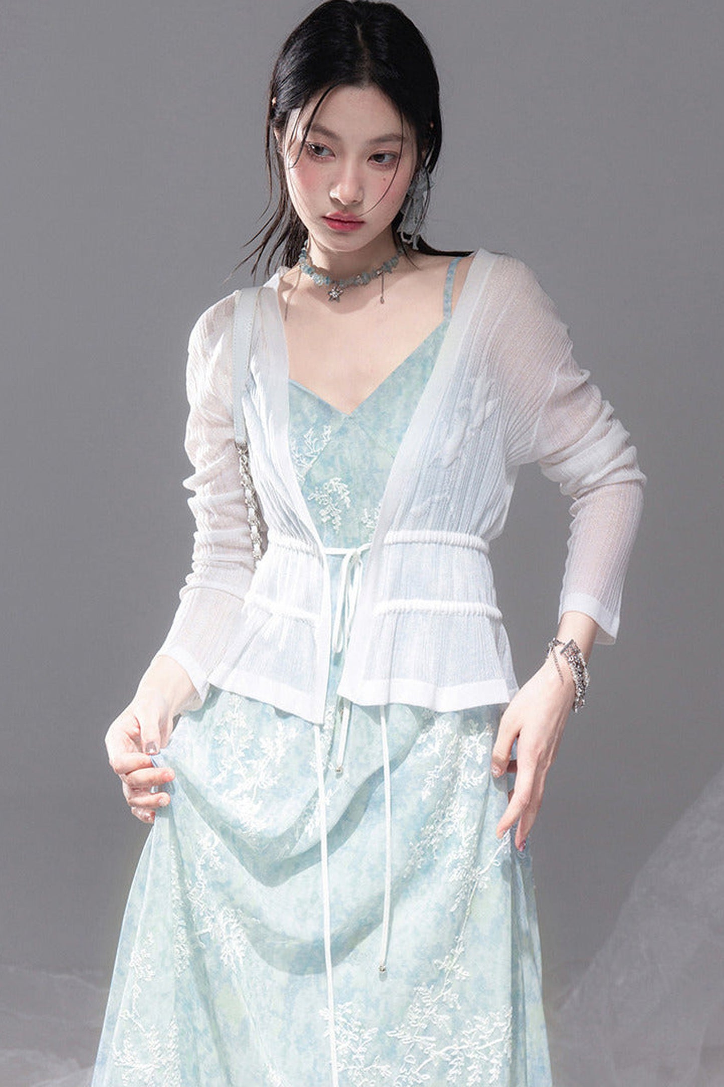Slim Waist Jacquard Knit Cardigan