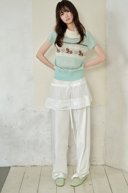 Tencel-Baumwolle-Hose mit Lagenlook und weitem Bein