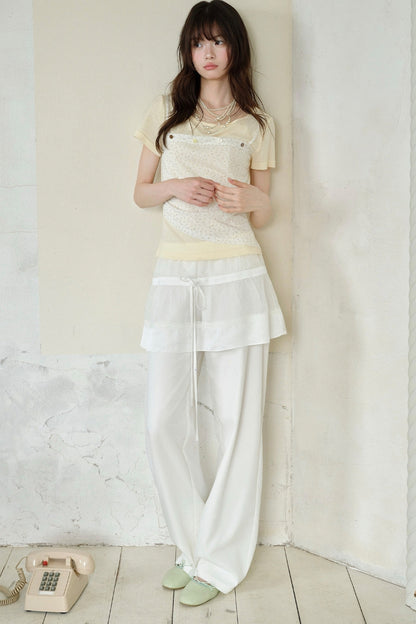Tencel-Baumwolle-Hose mit Lagenlook und weitem Bein