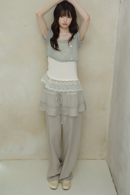 Tencel-Baumwolle-Hose mit Lagenlook und weitem Bein