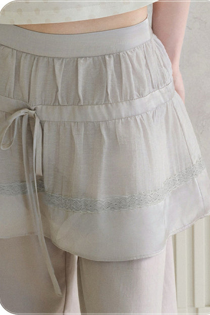 Tencel-Baumwolle-Hose mit Lagenlook und weitem Bein