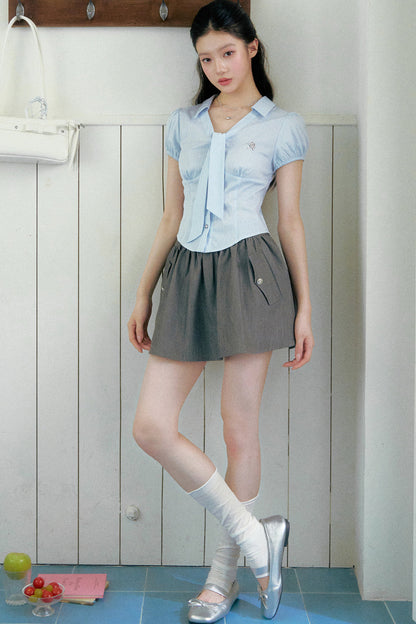 Striped Tie-Up Blouse Set-Up